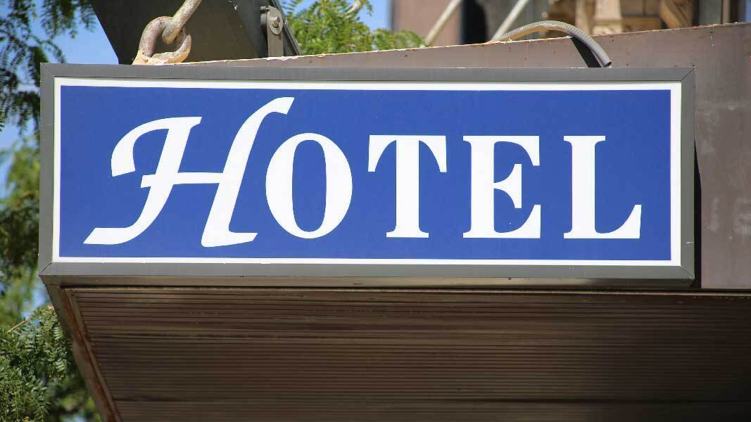 white-blue-hotel-sign